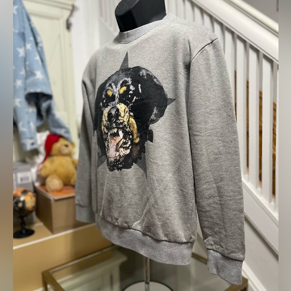 EUC Men’s Small/Women’s Medium Givenchy Rottweiler Print Cotton Sweatshirt Grey - Picture 7 of 11